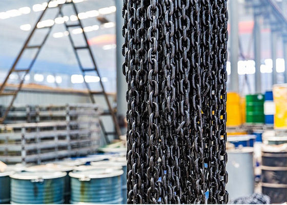 EN818-2 G80 Nâng dây xích neo Hợp kim thép đen Ôxy hóa nâng Xích